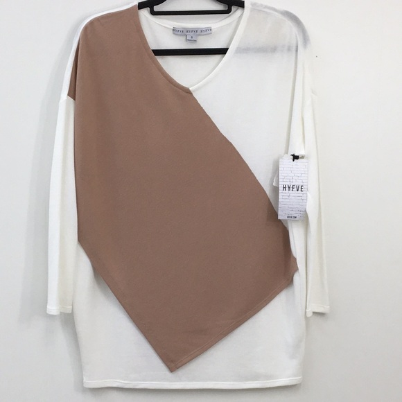 HYFVE Sweaters - HYFVE 2 Tone Fine Knit 3/4 Sleeves Sweater Tunic Size S NEW With Tags